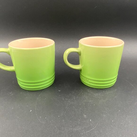 Pair of Le Creuset London Stoneware 12 oz Palm Green Ombré Mugs NWOT - Picture 4 of 6